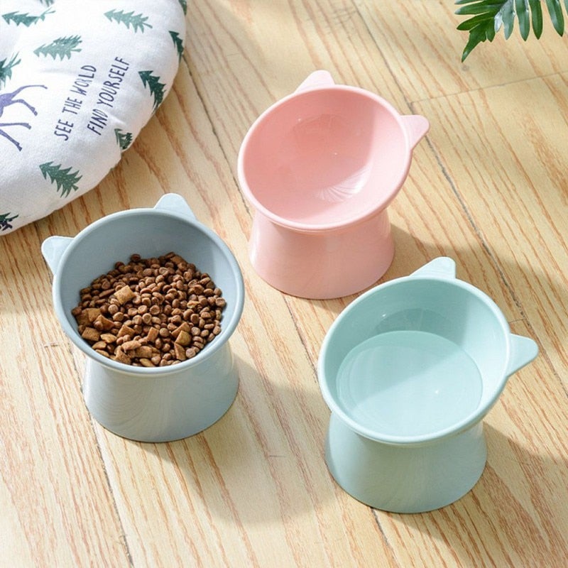 45°Neck Protector Cat Bowl High Foot Cat Bowl Cat Food Water Bowl PP Material Anti-overturning Binaural Cat Feeding Feeder Bowl - AlabongCat