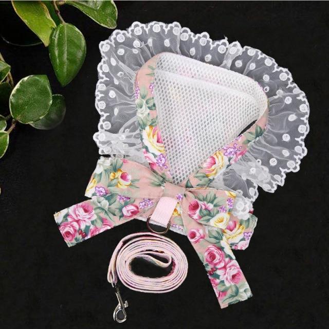 Cat Leash Harness Suit Cute Cat Vest Clothes Dress Kitten Cat Lace Collar Teddy Cat Accessories - AlabongCat