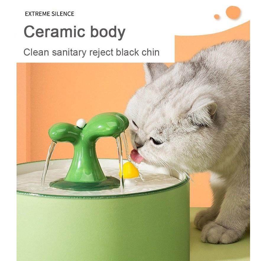 1/1.5L Electric Ceramic Cat Drinking Water Fountain Drinking Bowl Automatic Cat Water Fountain Dispenser Pet Cat Bowl - AlabongCat