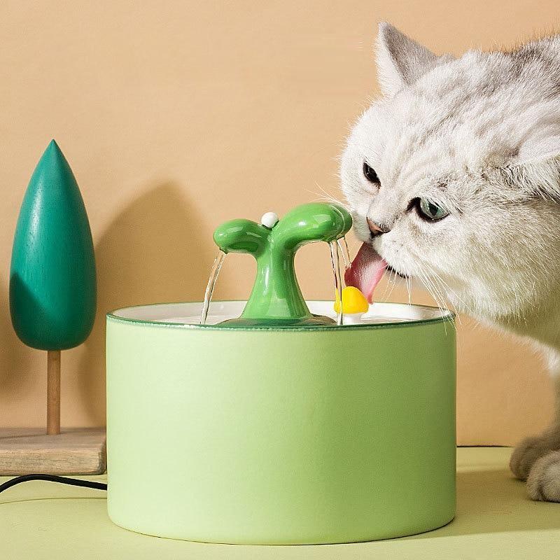 1/1.5L Electric Ceramic Cat Drinking Water Fountain Drinking Bowl Automatic Cat Water Fountain Dispenser Pet Cat Bowl - AlabongCat