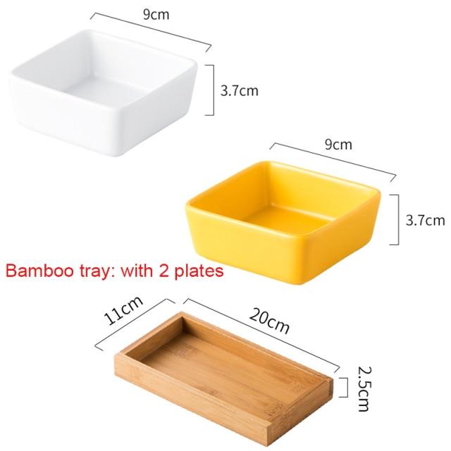 2/3PC Household Supplies Ceramic Cat Bowl Dish with Bamboo Stand No Spill Cat Food Water Feeder Small Cat Dishes - AlabongCat