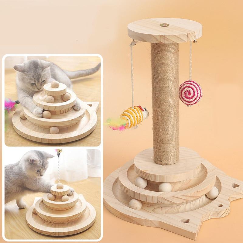 3 Levels Tunnel Tracks Tower Ball Cat Toys Catnip Scratching Training Intelligence kitten toys - AlabongCat