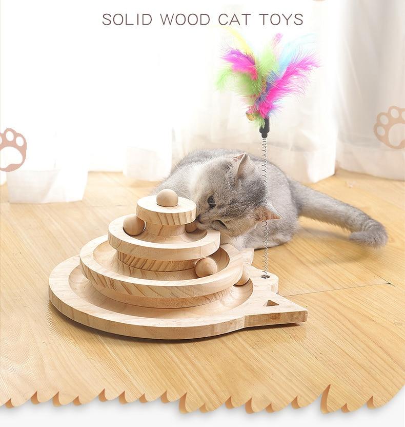 3 Levels Tunnel Tracks Tower Ball Cat Toys Catnip Scratching Training Intelligence kitten toys - AlabongCat