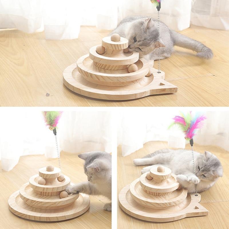 3 Levels Tunnel Tracks Tower Ball Cat Toys Catnip Scratching Training Intelligence kitten toys - AlabongCat