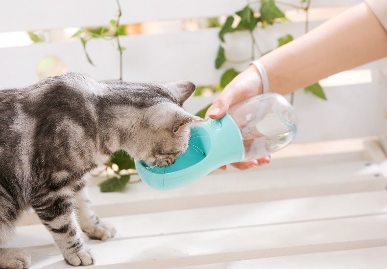 350/550ml Cat outdoor Water Bottle Feeder Bowl Portable Water Food Bottle Cats Travel Drinking Cats Bowls Water Bowl for Cats - AlabongCat