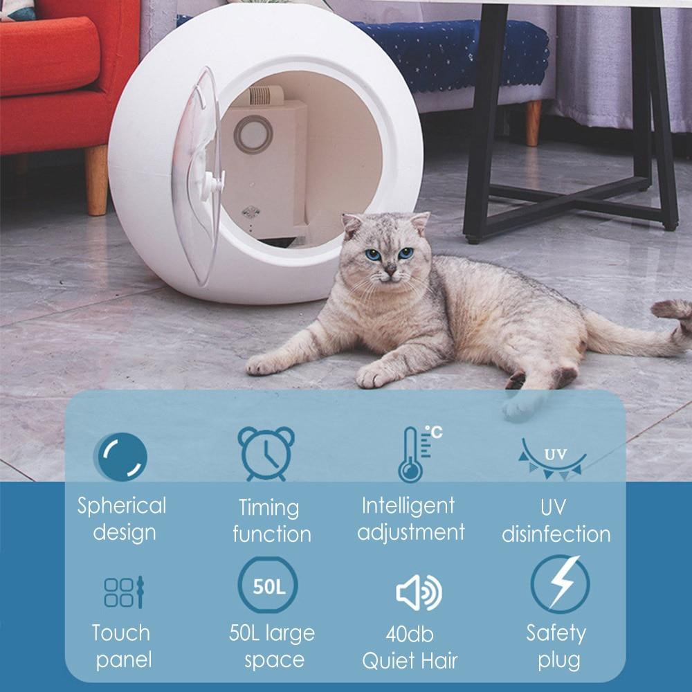 50L Cat Hair Dryer Automatic Cat Grooming 500W Body Drying Box For Cats Ozone Disinfection Household Water Blowing Machine - AlabongCat