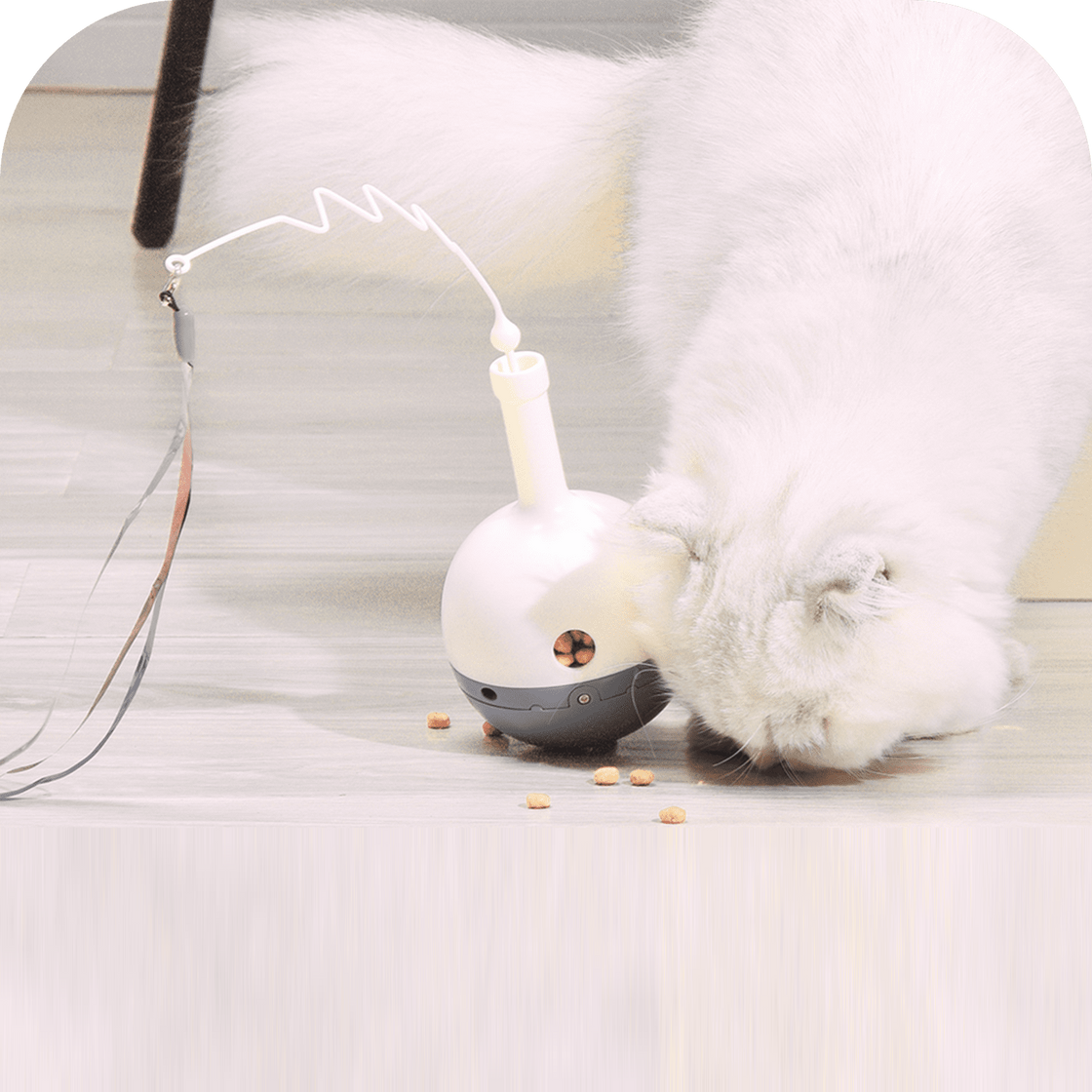 Cat Ball Toy Automatic Food and Treats Dispenser Windmill Kitten Toy Cat Teaser Wand Interactive Self Rotating Ball With Feather