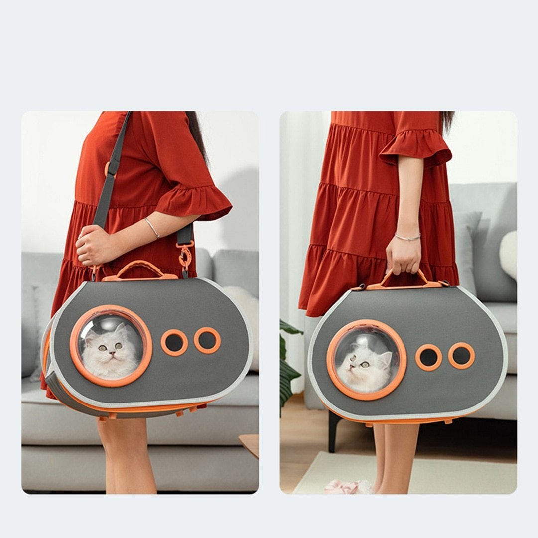 Cat Carrier Bags Breathable Cat Carriers Small Cat Backpack Travel Space Capsule Cage Cat Transport Bag Carrying For Cats - AlabongCat
