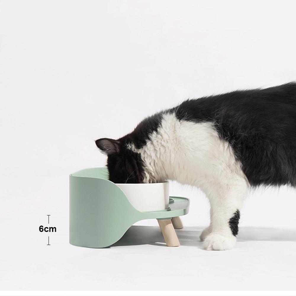 Cat Ceramic Neck Protect Dual Nonslip Water Food Feeding Pet Bowl - AlabongCat
