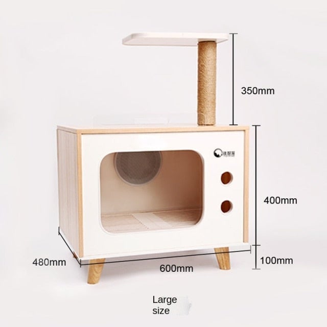 Cat Hair Dryer White Wood Warm Fast Blow Dryer Fully Automatic Cat Hair Drying Box Cats Accessories - AlabongCat