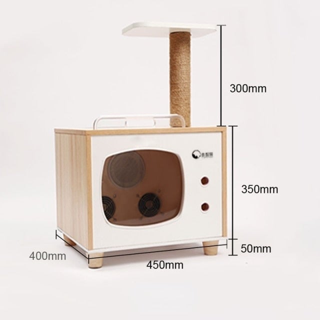 Cat Hair Dryer White Wood Warm Fast Blow Dryer Fully Automatic Cat Hair Drying Box Cats Accessories - AlabongCat