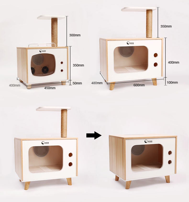 Cat Hair Dryer White Wood Warm Fast Blow Dryer Fully Automatic Cat Hair Drying Box Cats Accessories - AlabongCat