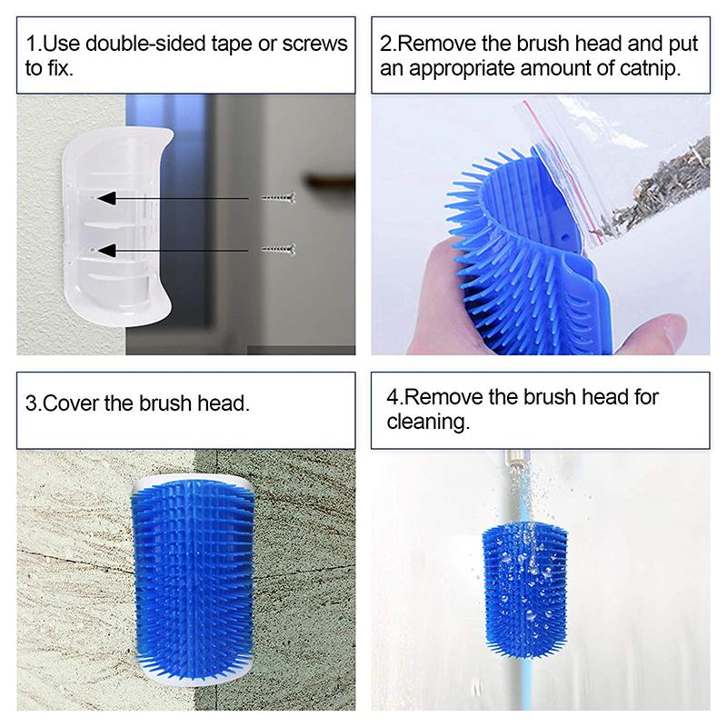 Cat Removable Corner Scratching Rubbing Massage Brush Cat Grooming Cleaning Scratcher - AlabongCat