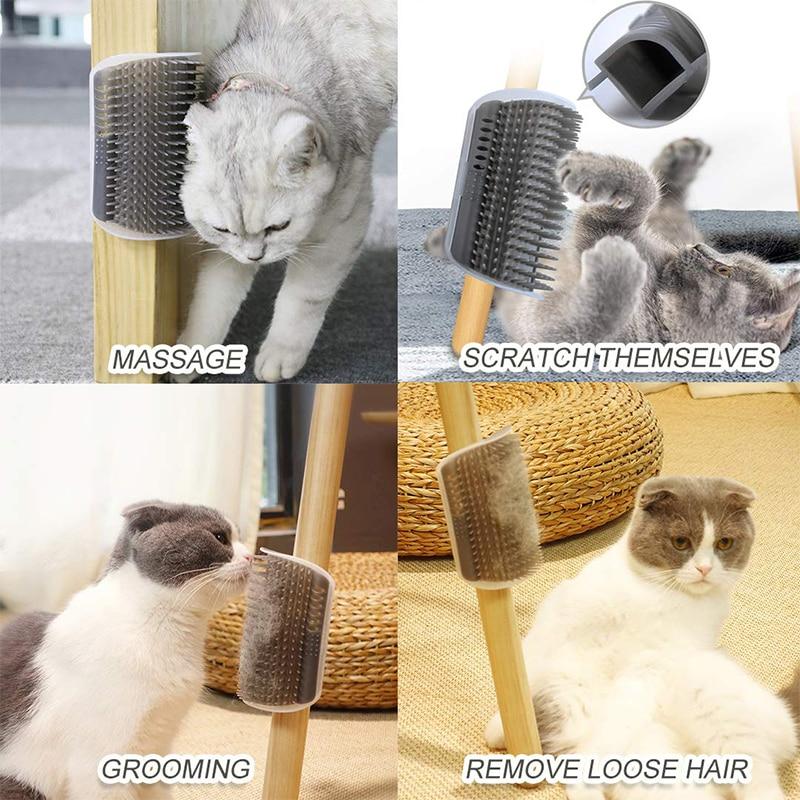 Cat Removable Corner Scratching Rubbing Massage Brush Cat Grooming Cleaning Scratcher - AlabongCat