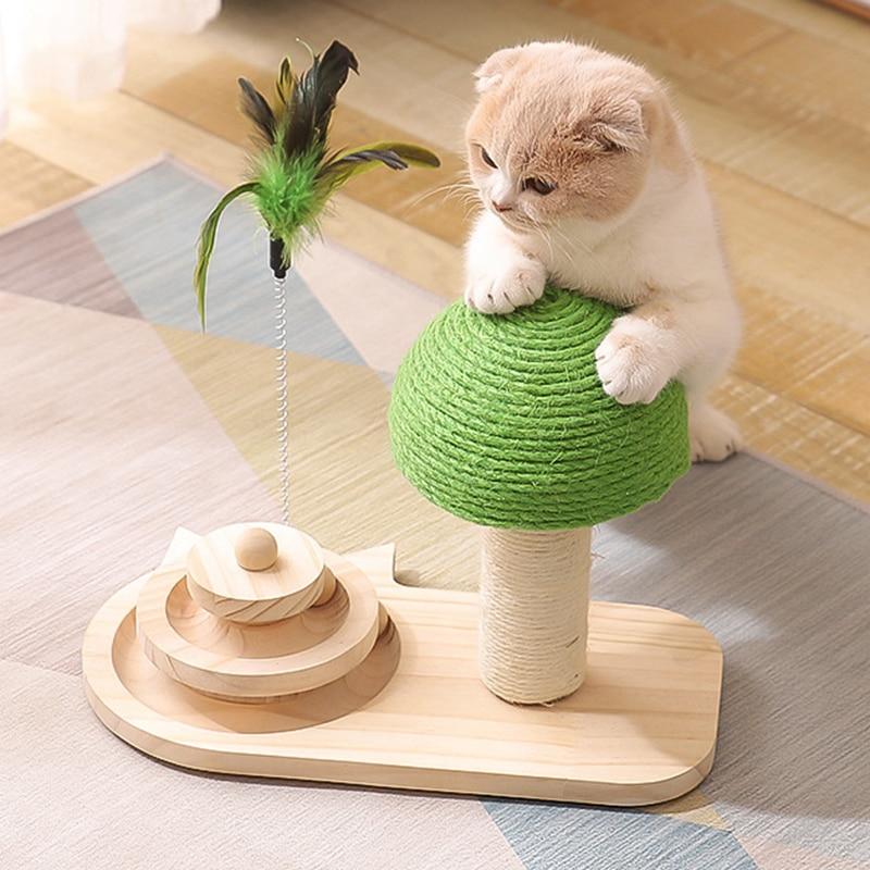 Cat Scratcher Cat Scratching Post Tree Mushroom Ball Toy for Cats Climbing Jumping Training Kitten Scratch Board Pet Accessories - AlabongCat