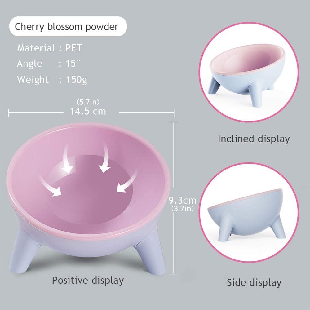 Cat Slow Feed Bowl Drinking Small Cat Protection Bowl 15° Tilt Cat Bowl With Stand Feeding Cat Feeder Bowls - AlabongCat