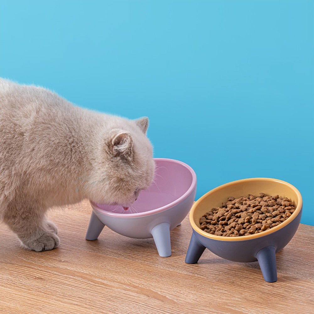 Cat Slow Feed Bowl Drinking Small Cat Protection Bowl 15° Tilt Cat Bowl With Stand Feeding Cat Feeder Bowls - AlabongCat