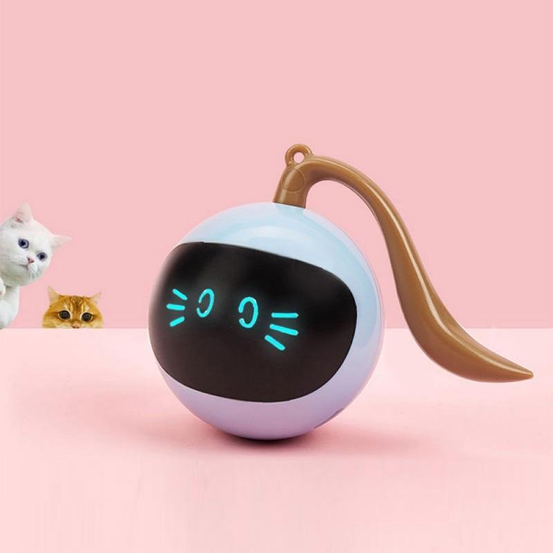Cat Toy Smart Jumping Ball USB Electric Roller Ball Cat LED Rolling Flash Ball Automatic Rotating Toy For Cat - AlabongCat