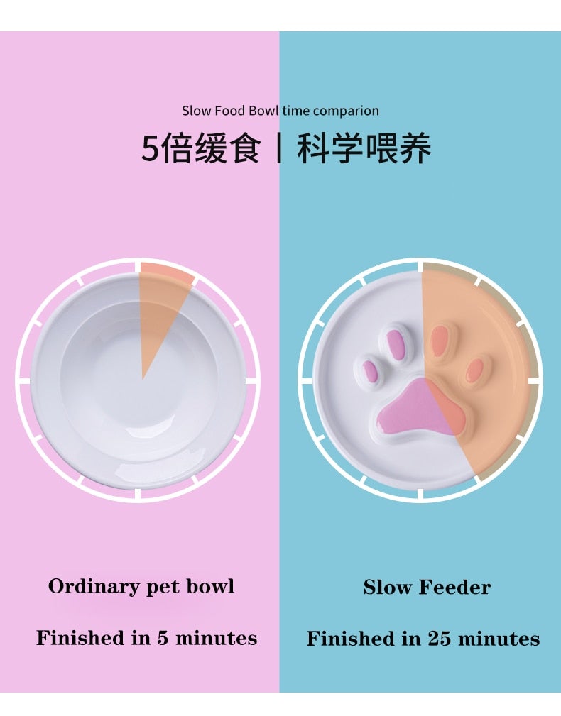 Ceramic Cat Slow Feeding Food Bowl Kitten Slow Down Eating Feeder Dish Plate Prevent Obesity Choking Cat Supplies - AlabongCat