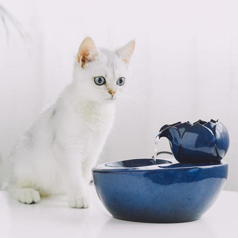 Ceramic Cat Water Fountain Automatic Drinking Fountain Electric Cat Water Dispenser Water Bowl for Cats - AlabongCat