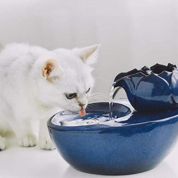 Ceramic Cat Water Fountain Automatic Drinking Fountain Electric Cat Water Dispenser Water Bowl for Cats - AlabongCat