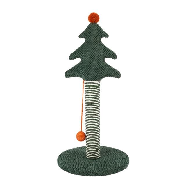 Christmas Cat Tree Cat Scratcher 27'' Tall Pines Cat Scratching Post Cat Claw Scratcher with Ball Durable Handmade Sisal Cat Tree - AlabongCat