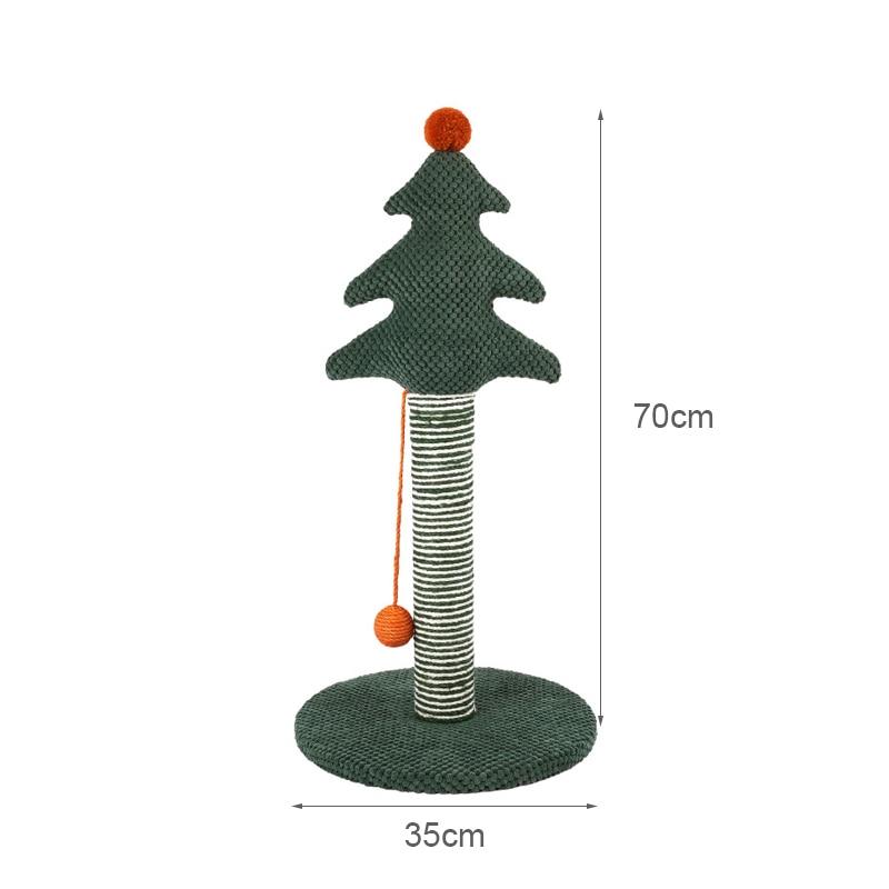 Christmas Cat Tree Cat Scratcher 27'' Tall Pines Cat Scratching Post Cat Claw Scratcher with Ball Durable Handmade Sisal Cat Tree - AlabongCat