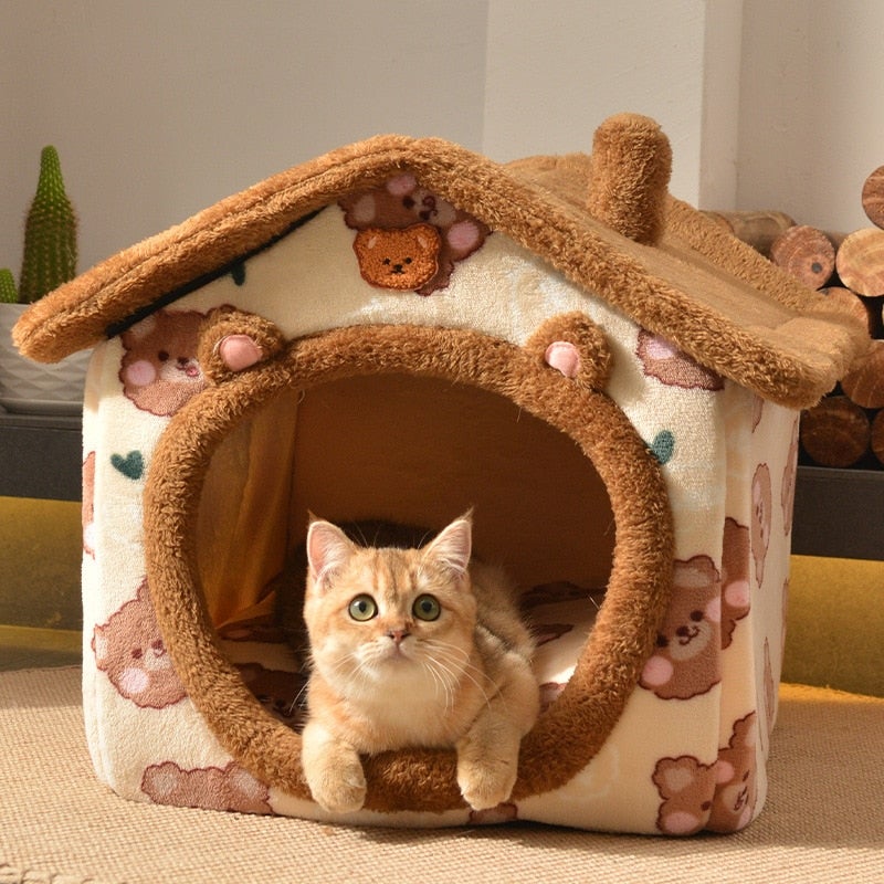 Creative Cat Bed House Soft Plush Kennel Puppy Warm House Small Dogs Cats Nest Winter Warm Sleeping Pet Dog Bed Pet Mat Supplies - AlabongCat