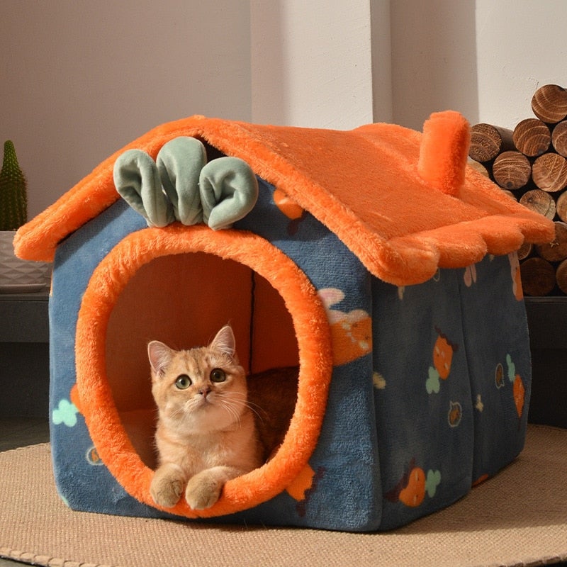 Creative Cat Bed House Soft Plush Kennel Puppy Warm House Small Dogs Cats Nest Winter Warm Sleeping Pet Dog Bed Pet Mat Supplies - AlabongCat