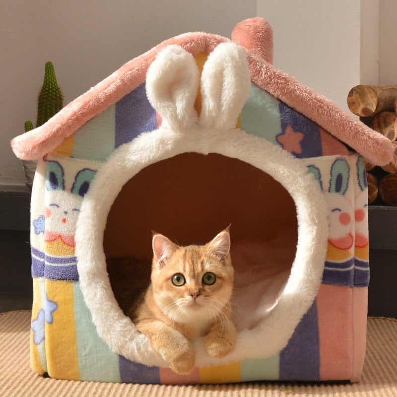 Creative Cat Bed House Soft Plush Kennel Puppy Warm House Small Dogs Cats Nest Winter Warm Sleeping Pet Dog Bed Pet Mat Supplies - AlabongCat