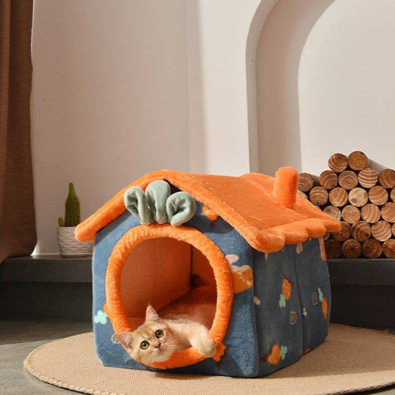 Creative Cat Bed House Soft Plush Kennel Puppy Warm House Small Dogs Cats Nest Winter Warm Sleeping Pet Dog Bed Pet Mat Supplies - AlabongCat