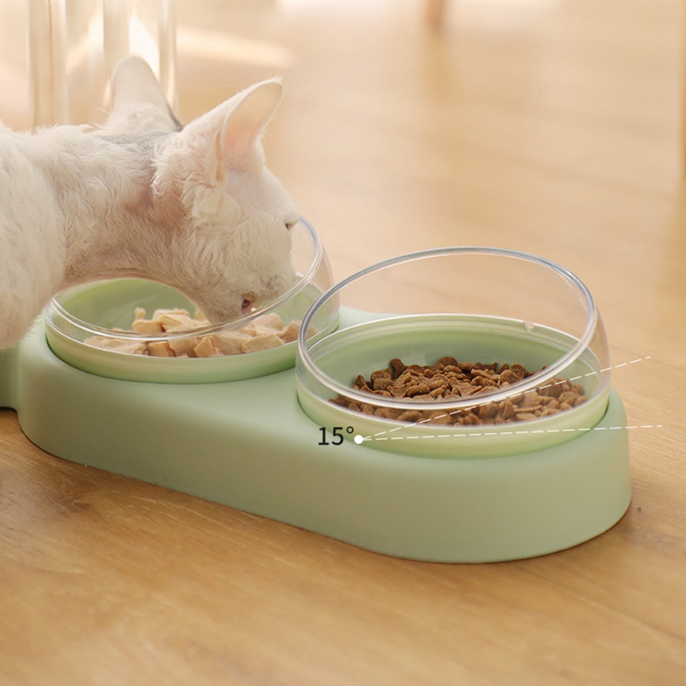 Double Cat Bowls Drinking Raised Stand Dish Bowls Cat Feeding Supplies Pet Accessories Cat Automatic Food Water Feeder - AlabongCat
