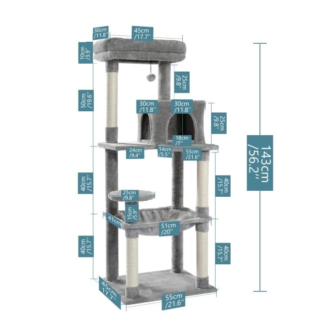 Free Shipping Drop Shipping Cat Tree Tall Cat Tower with Large Cat Condo Cozy Perch Bed Scratching Posts Cat Toys - AlabongCat