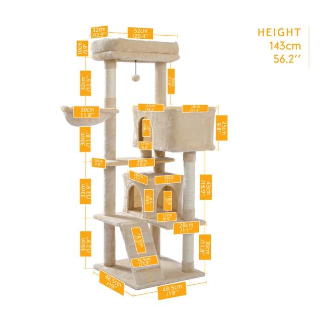 Free Shipping Drop Shipping Cat Tree Tall Cat Tower with Large Cat Condo Cozy Perch Bed Scratching Posts Cat Toys - AlabongCat