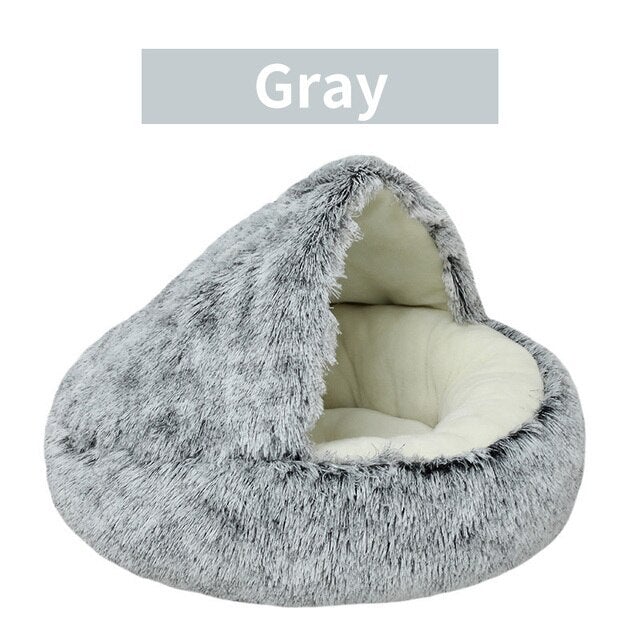 Long Plush Cat Nest Cat Bed Round Cat Cushion Cat House Warm Basket Sleep Bag Kennel For Small Cat - AlabongCat