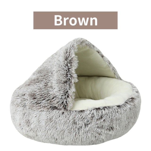 Long Plush Cat Nest Cat Bed Round Cat Cushion Cat House Warm Basket Sleep Bag Kennel For Small Cat - AlabongCat