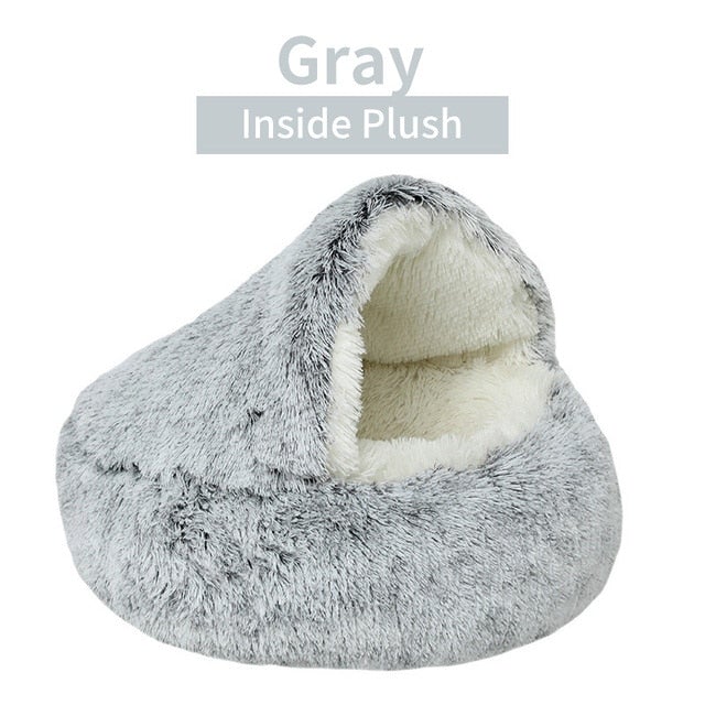 Long Plush Cat Nest Cat Bed Round Cat Cushion Cat House Warm Basket Sleep Bag Kennel For Small Cat - AlabongCat