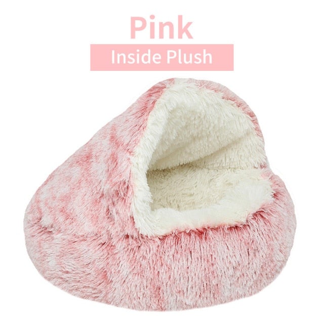 Long Plush Cat Nest Cat Bed Round Cat Cushion Cat House Warm Basket Sleep Bag Kennel For Small Cat - AlabongCat