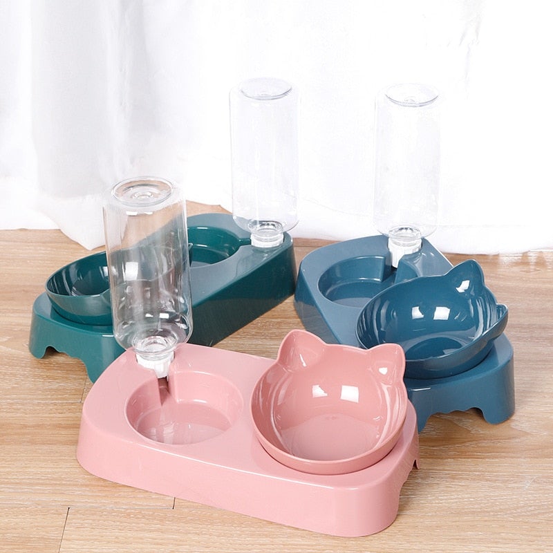 Pet Cat Elevated Bowls Durable Double Cat dog Bowls Raised Stand Cat Feeding & Watering Supplies Dog Feeder Pet Supplies - AlabongCat