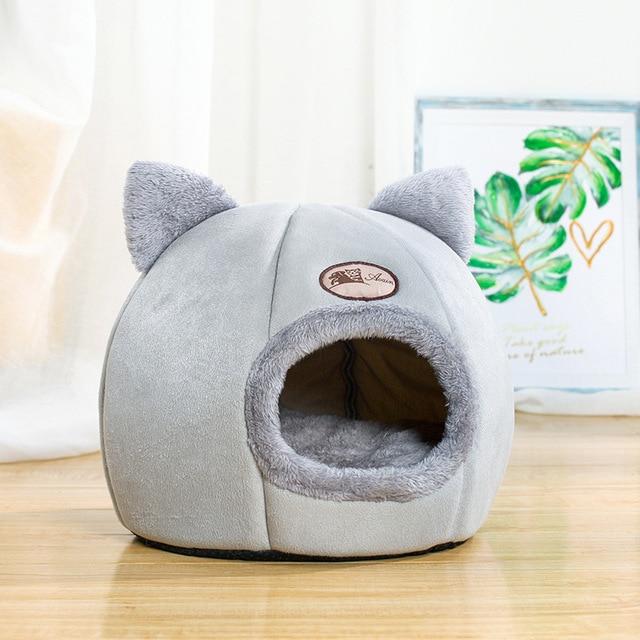 Portable Linen Cat House Washable Pet Cave with Mat - AlabongCat