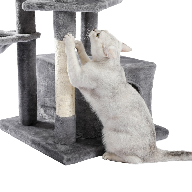 Cat Tree Tall Cat Tower with Large Cat Condo Cozy Perch Bed Scratching Posts Cat Toys