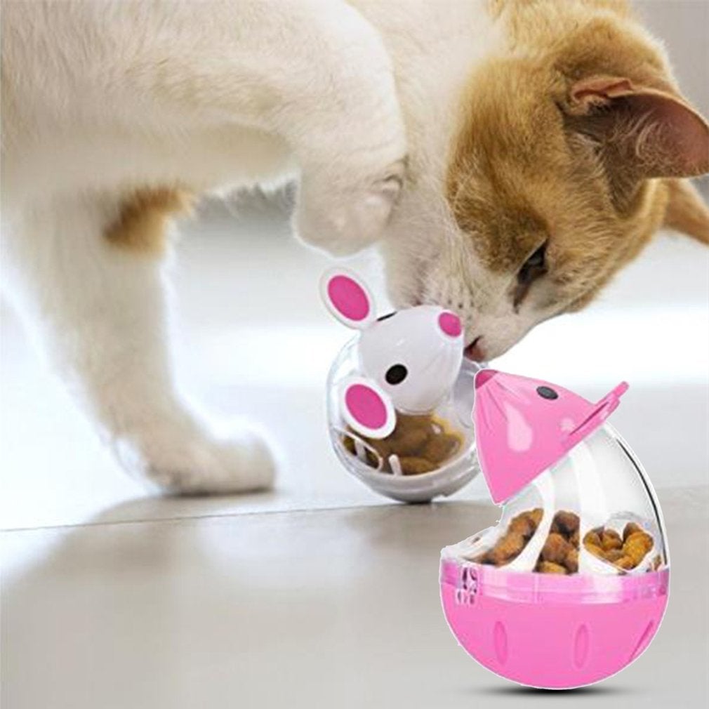 Small Cat Food Balls Slow Feeder Toy Mice Tumbler Shaped Cat Treat Ball Cat Food Toy Ball Cat Feeder - AlabongCat